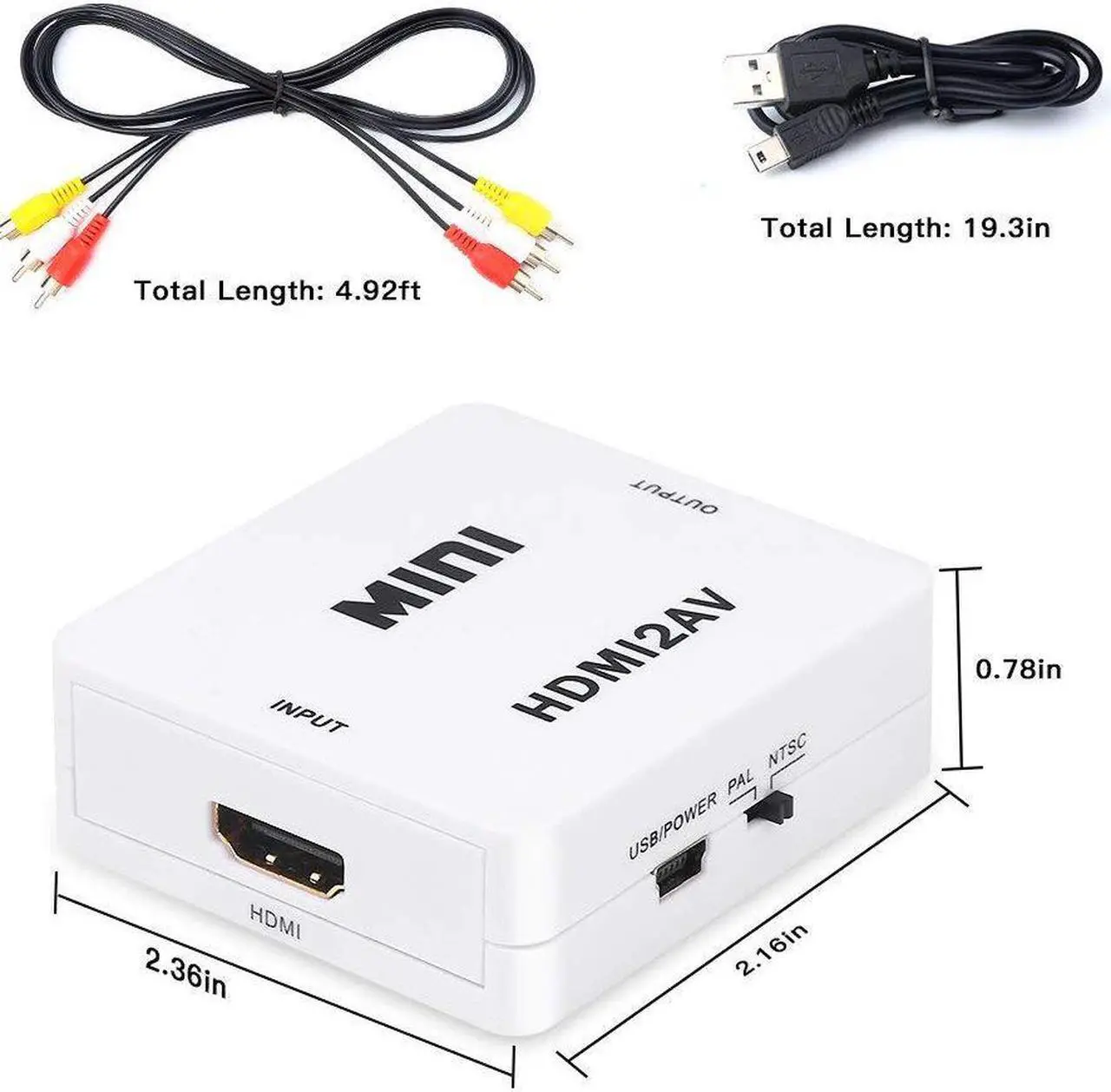 Alt view image 2 of 6 - HDMI to AV Converter Adapter HDMI to 3 RCA CVBS Converter 1080P Composite Video Audio Converters Support PAL/NTSC with RCA Cable