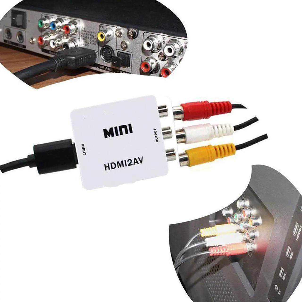 Alt view image 6 of 6 - Mini Composite 1080P HDMI to RCA Audio Video AV CVBS Adapter Converter AV/RCA to HDMI Vedio Converter Connector Adapter For TV
