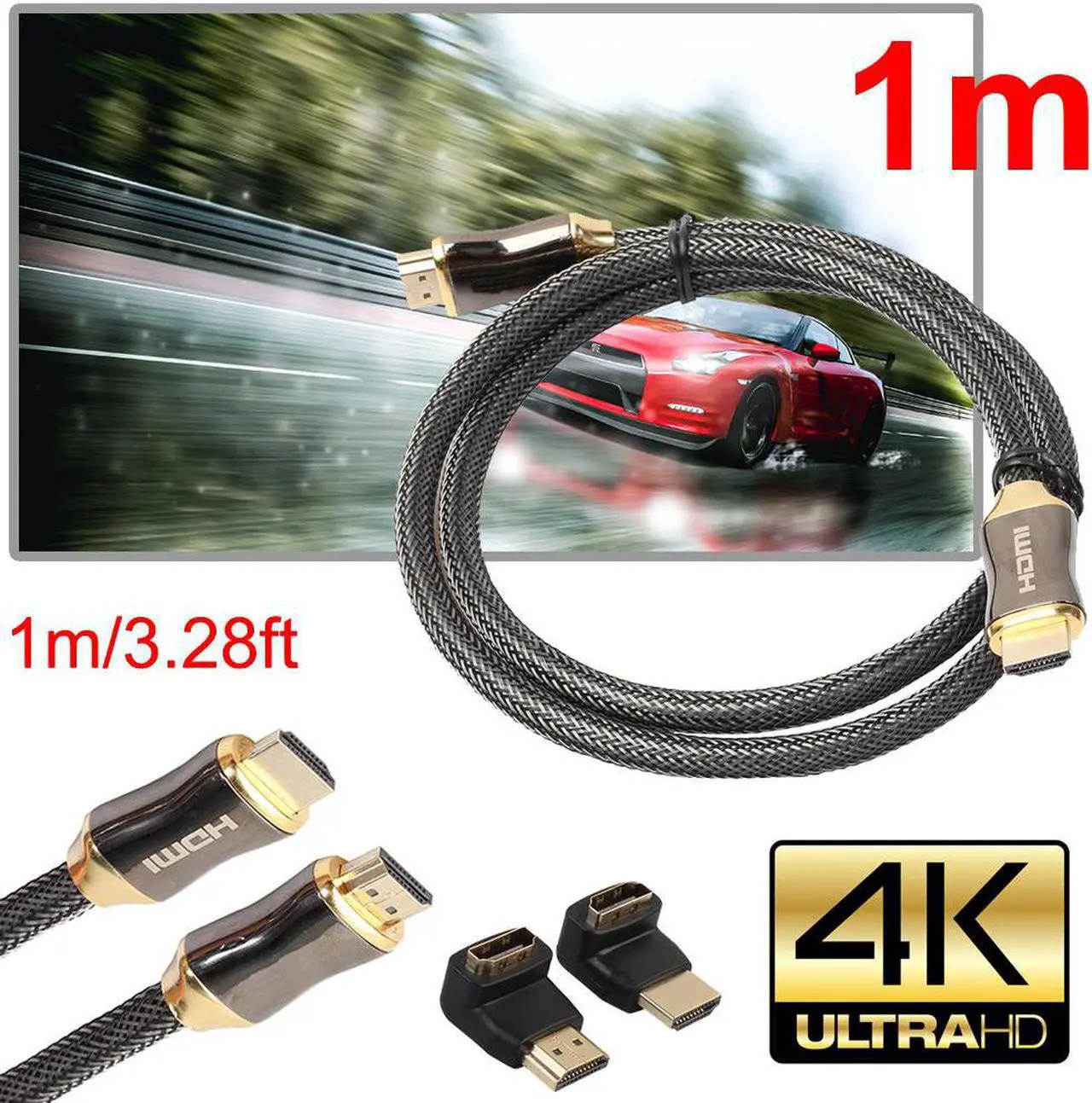 Main image of HDMI Wire 1m/1.5m/2m/3m/5m/10m Ultra HD HDMI Cable V2.0 + Ethernet HDTV 2160p 4K 3D+90 270 degree Adapter Male to Male Cables