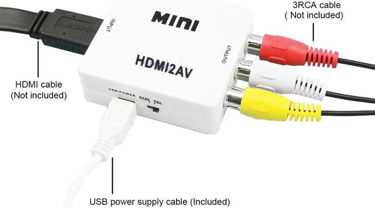 Alt view image 2 of 6 - Mini Composite 1080P HDMI to RCA Audio Video AV CVBS Adapter Converter AV/RCA to HDMI Vedio Converter Connector Adapter For TV