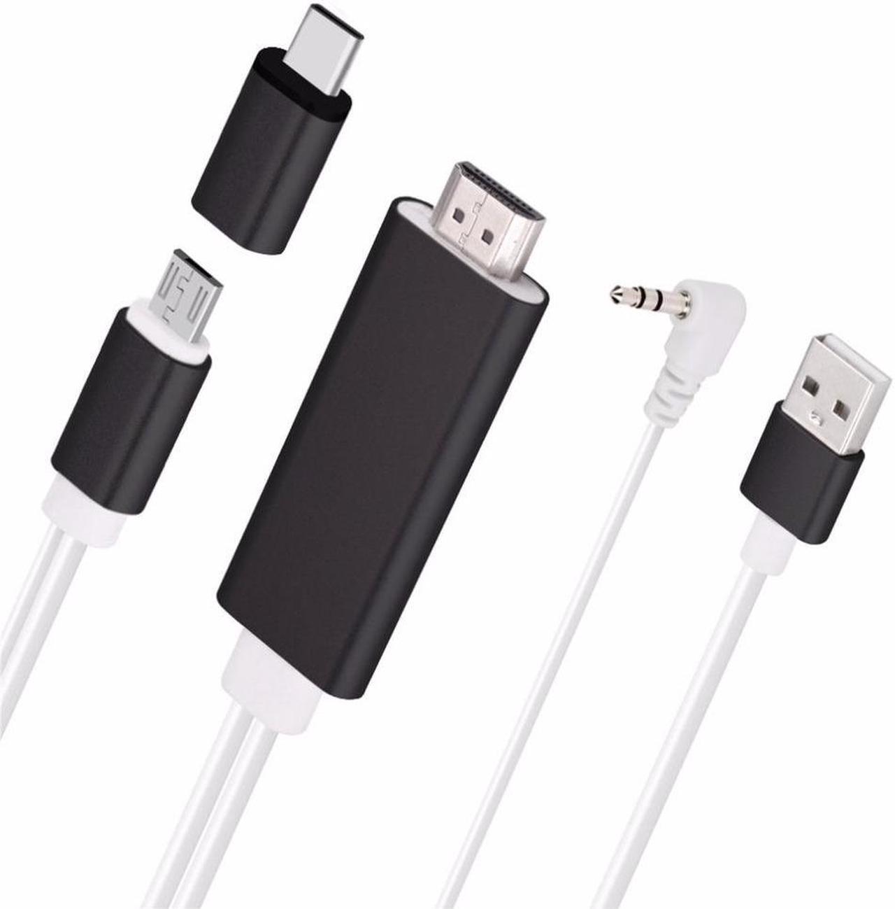 Main image of 2 In 1 Type C and Micro USB To HDTV TV HDMI Adapter Charger Digital AV Cable with Audio USB Cable For Samsung Android iPhone