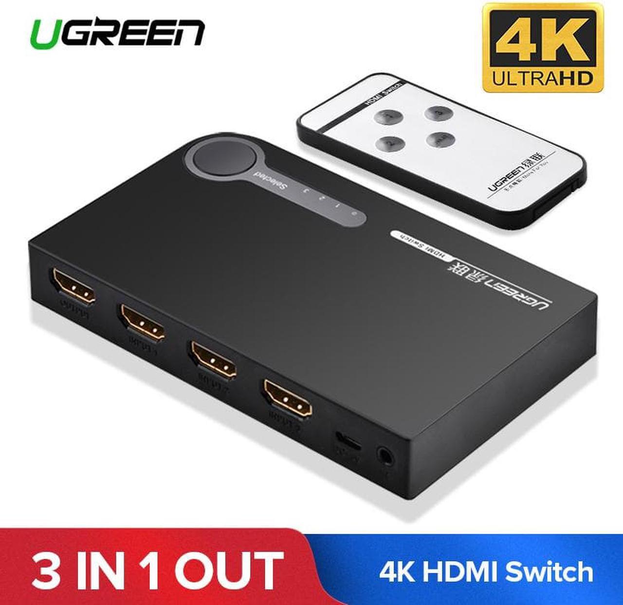 Main image of Ugreen HDMI Splitter Switch 3 Input 1 Output 4K HDMI Switcher for PC Laptop XBOX 360 PS3 PS4 Nintendo Switch 3 Port HDMI Adapter
