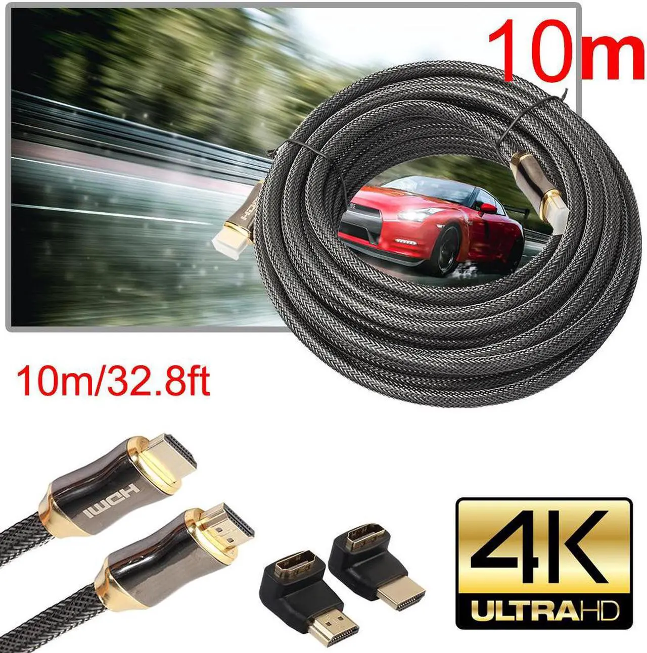 Alt view image 6 of 6 - HDMI Wire 1m/1.5m/2m/3m/5m/10m Ultra HD HDMI Cable V2.0 + Ethernet HDTV 2160p 4K 3D+90 270 degree Adapter Male to Male Cables