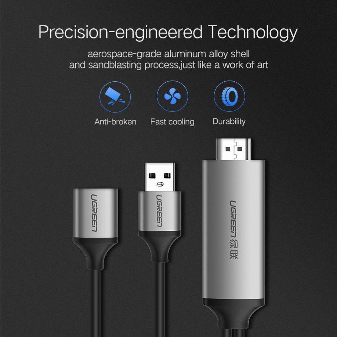 Alt view image 5 of 6 - Ugreen HDMI Cable for iPhone 8 X 7 6s Plus iPad TV Android Phones to HDMI Adapter Full HD 1080P USB HDMI Converter Cable HDMI