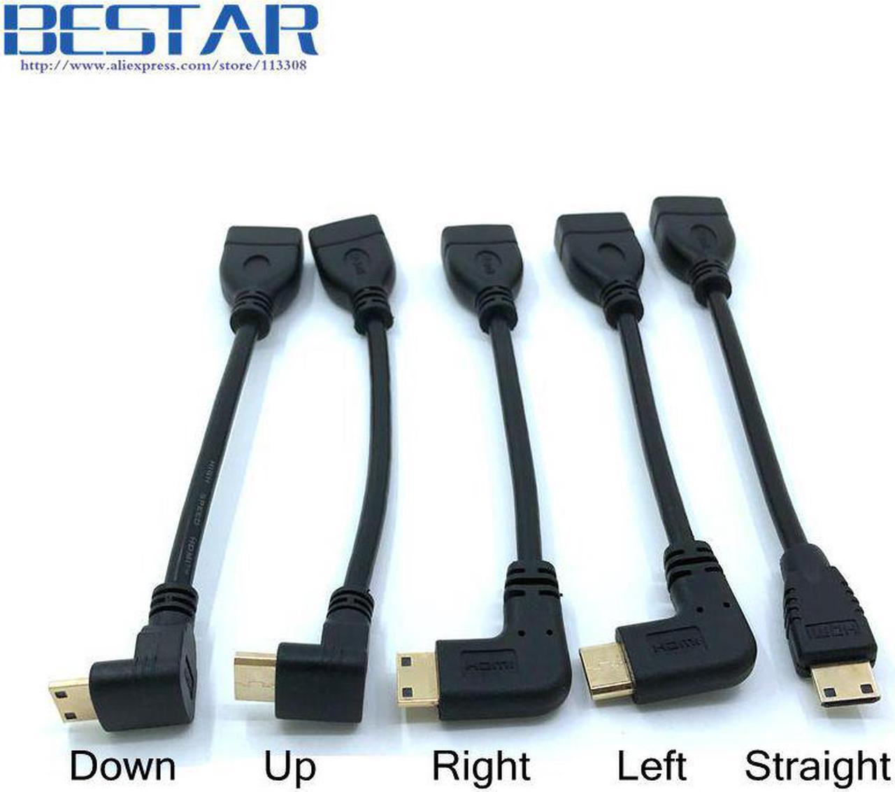 Main image of Up Down Right Left Angled Mini HDMI to HDMI Male to Female Cable 10cm for Laptop PC HDTV Type C hdmi mini hdmi Angle adapter