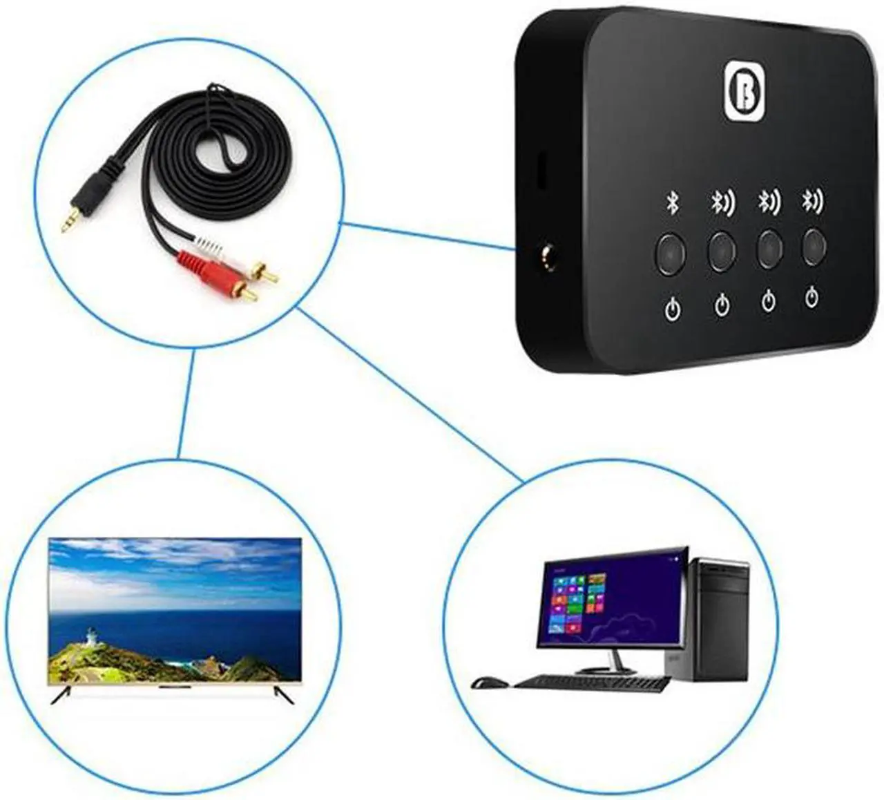 Alt view image 4 of 6 - Multifunction Optical Bluetooth Transmitter Aptx 1 to 3 Multi-pair for TV Dual Link Wireless Music Audio Adapter for Speaker