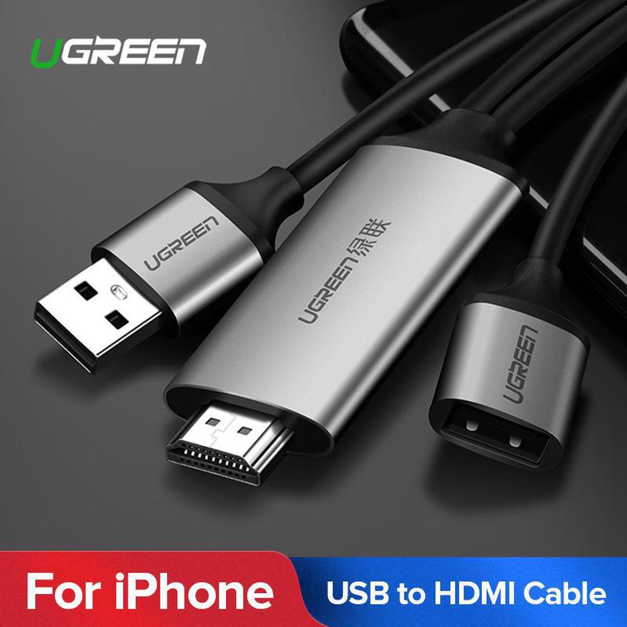 Main image of Ugreen HDMI Cable for iPhone 8 X 7 6s Plus iPad TV Android Phones to HDMI Adapter Full HD 1080P USB HDMI Converter Cable HDMI
