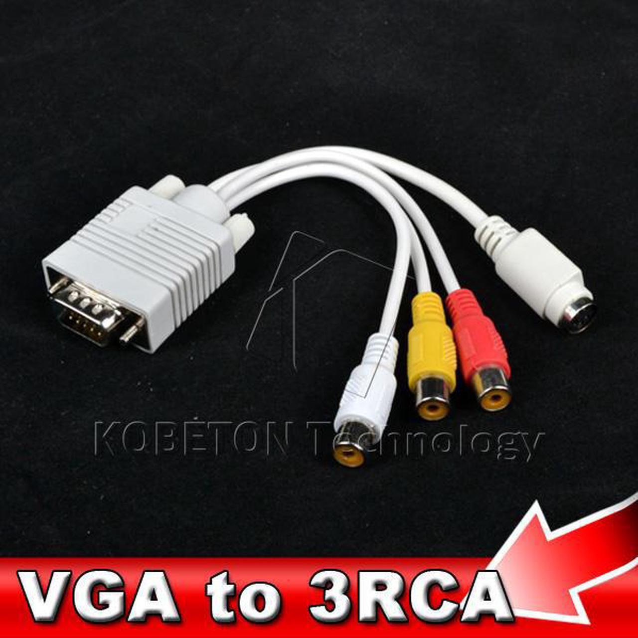 Main image of 10pcs VGA to S Video 3 RCA Composite AV TV Out Converter Adapter S-Video Signal Cable for Laptop Tablet PC Notebook Computer