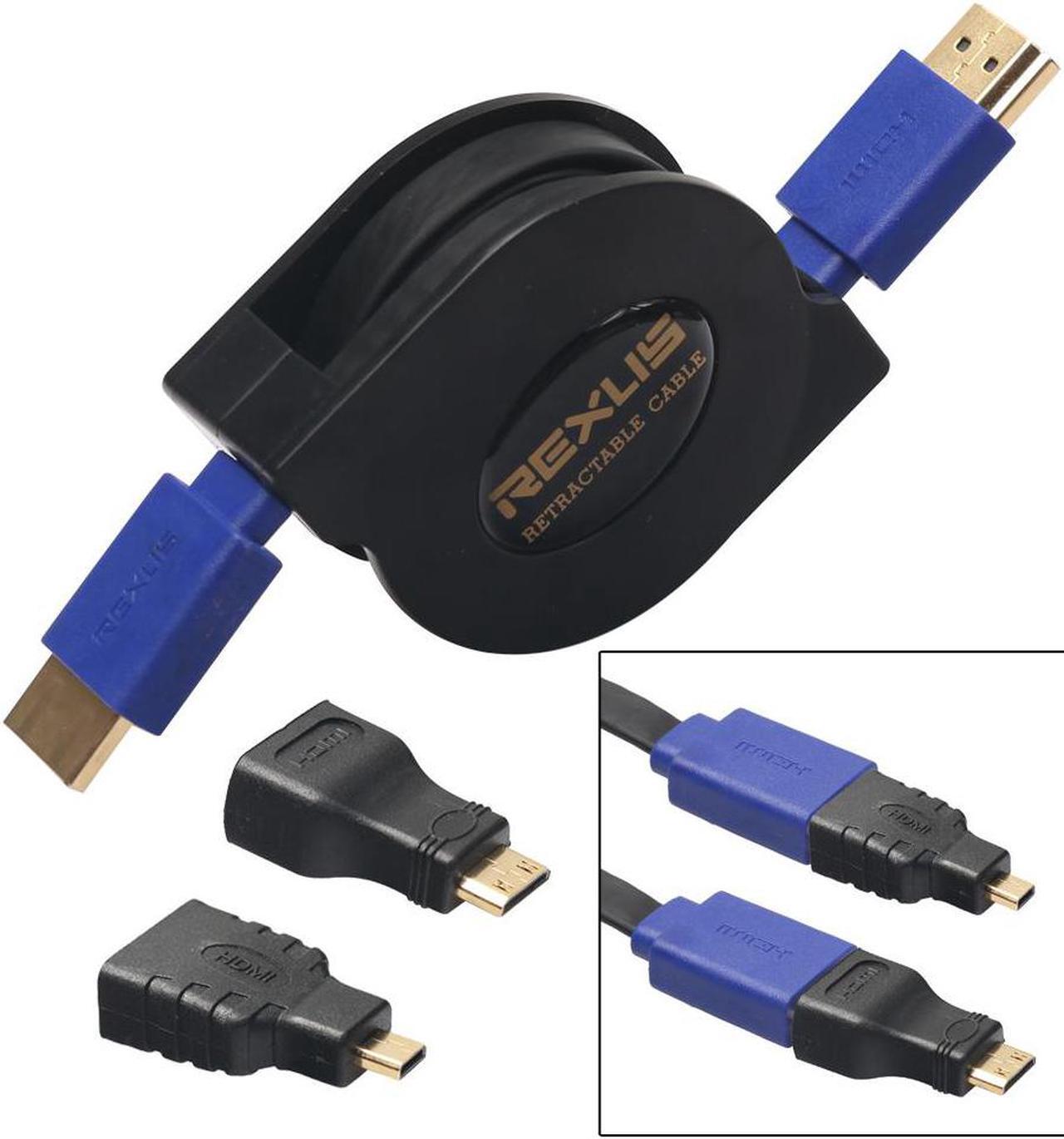 Alt view image 3 of 6 - 1.8M Retractable Flat HDMI Cable 3 in 1 HDMI To Mini/Micro HDMI Adapter Cable for Mobile Phone Computer TV Gameplay