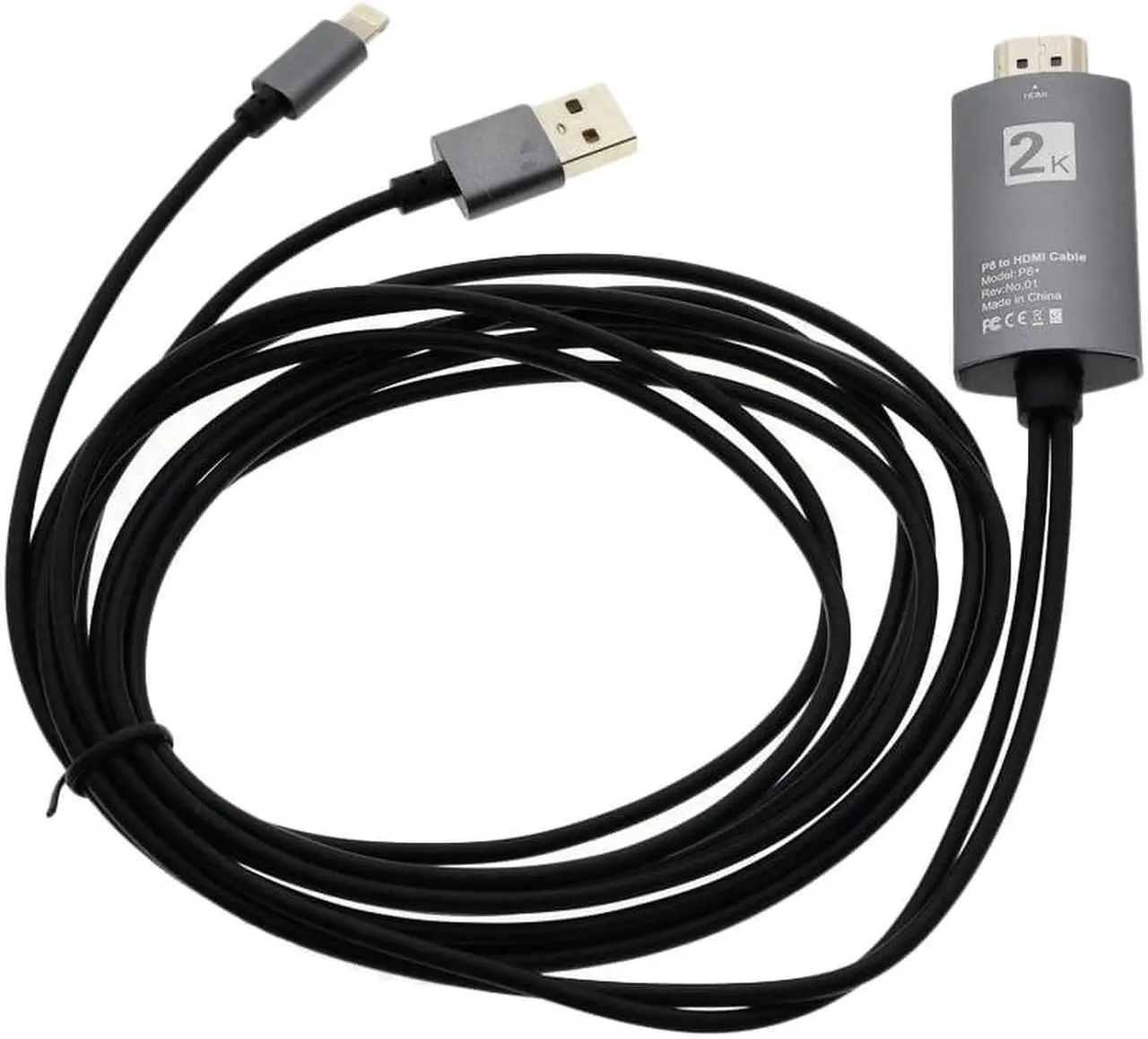 Alt view image 6 of 6 - MHL Cable for iPhone for  to Projector/TV 2M MHL To HDMI Cable 1080P HDTV Cable Adapter For iphone X