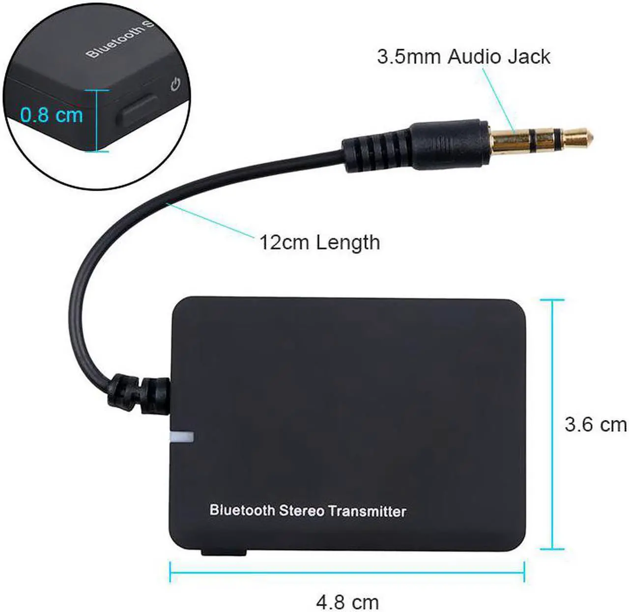 Alt view image 6 of 6 - 2018 Car Kit FM Transmitter Bluetooth Audio Transmitter with 3.5mm Jack A2DP Stereo Dongle Adapter for iPod TV Mp3 Mp4 PC