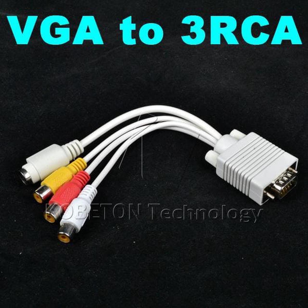 Alt view image 3 of 5 - 10pcs VGA to S Video 3 RCA Composite AV TV Out Converter Adapter S-Video Signal Cable for Laptop Tablet PC Notebook Computer