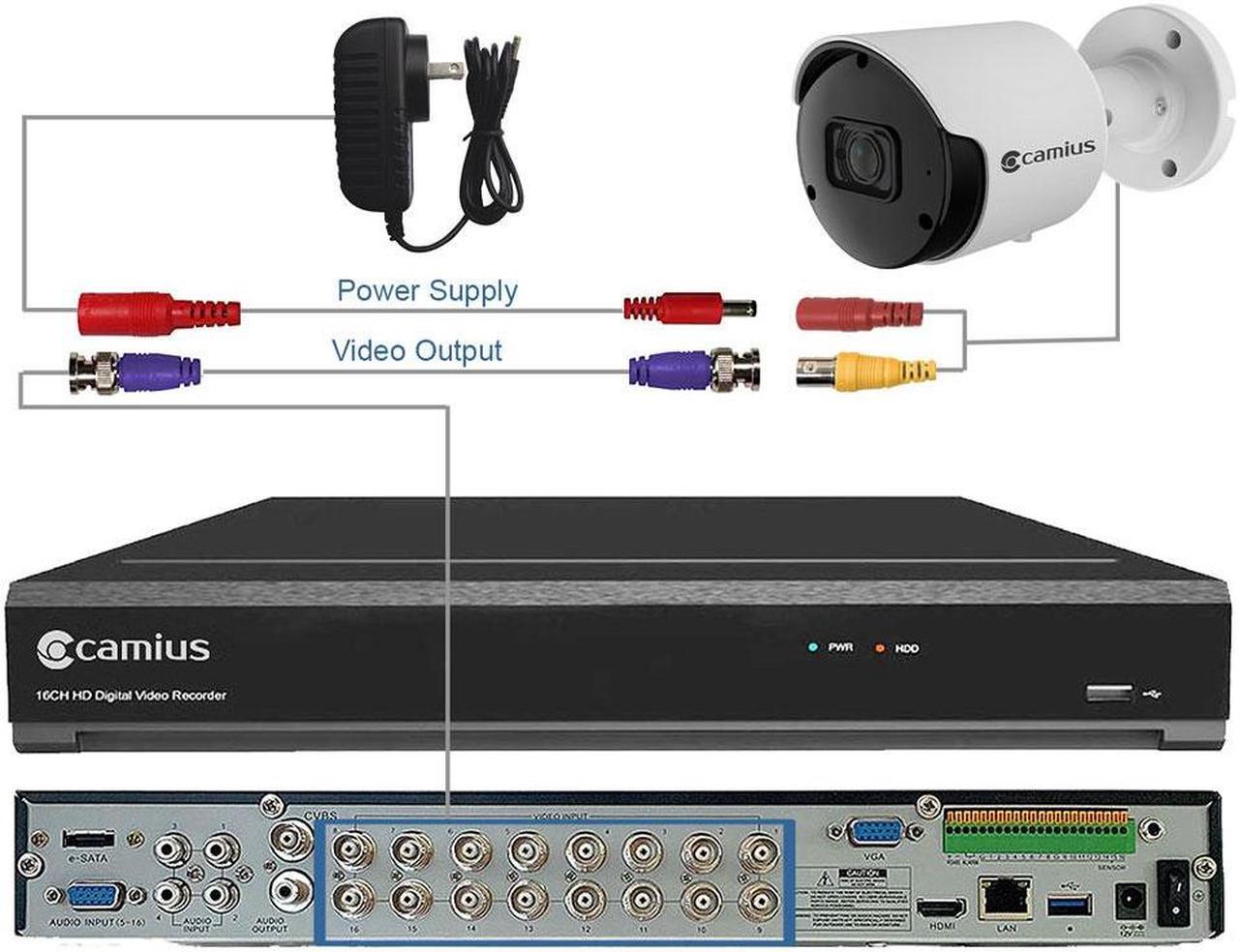 Alt view image 3 of 7 - Camius 4K 16 Channel Security DVR System with 4TB Hard Drive, 16 4K Outdoor Analog Security Cameras - 91 Degree view - Smart Detection - PC/Mac/Browser/Mobile compatible - 2SATA, eSATA