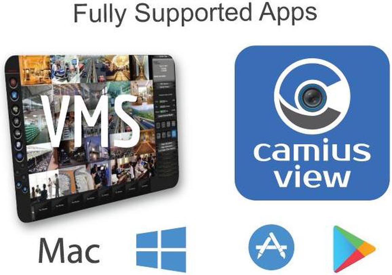 Alt view image 7 of 7 - Camius 5MP 2K 6 PoE Outdoor Camera System with 128 Mbps 8 Channel NVR, 3TB HDD, Audio, Night Vision, Smart Motion Detection, PC/Mac Software, Web client, Smartphone app