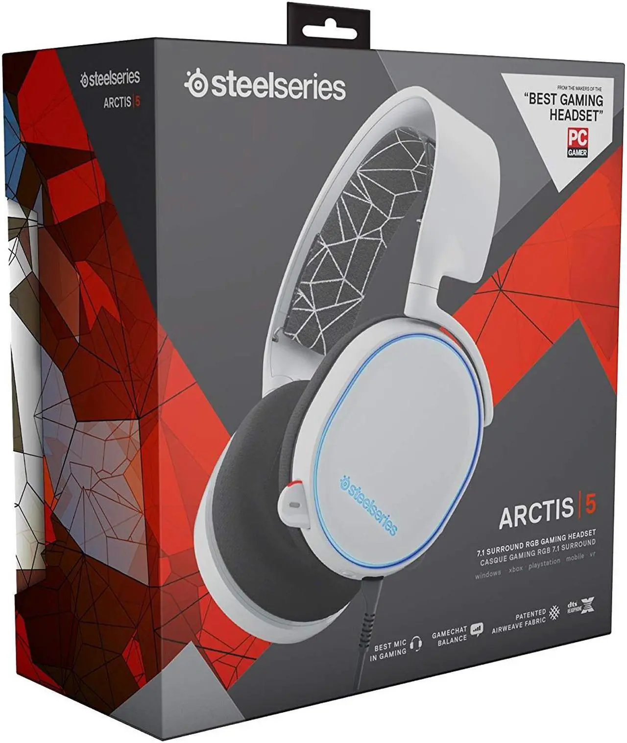 Alt view image 7 of 7 - SteelSeries Arctis 5 Gaming Headset for PC, PS 4, Xbox One, VR and mobile - White