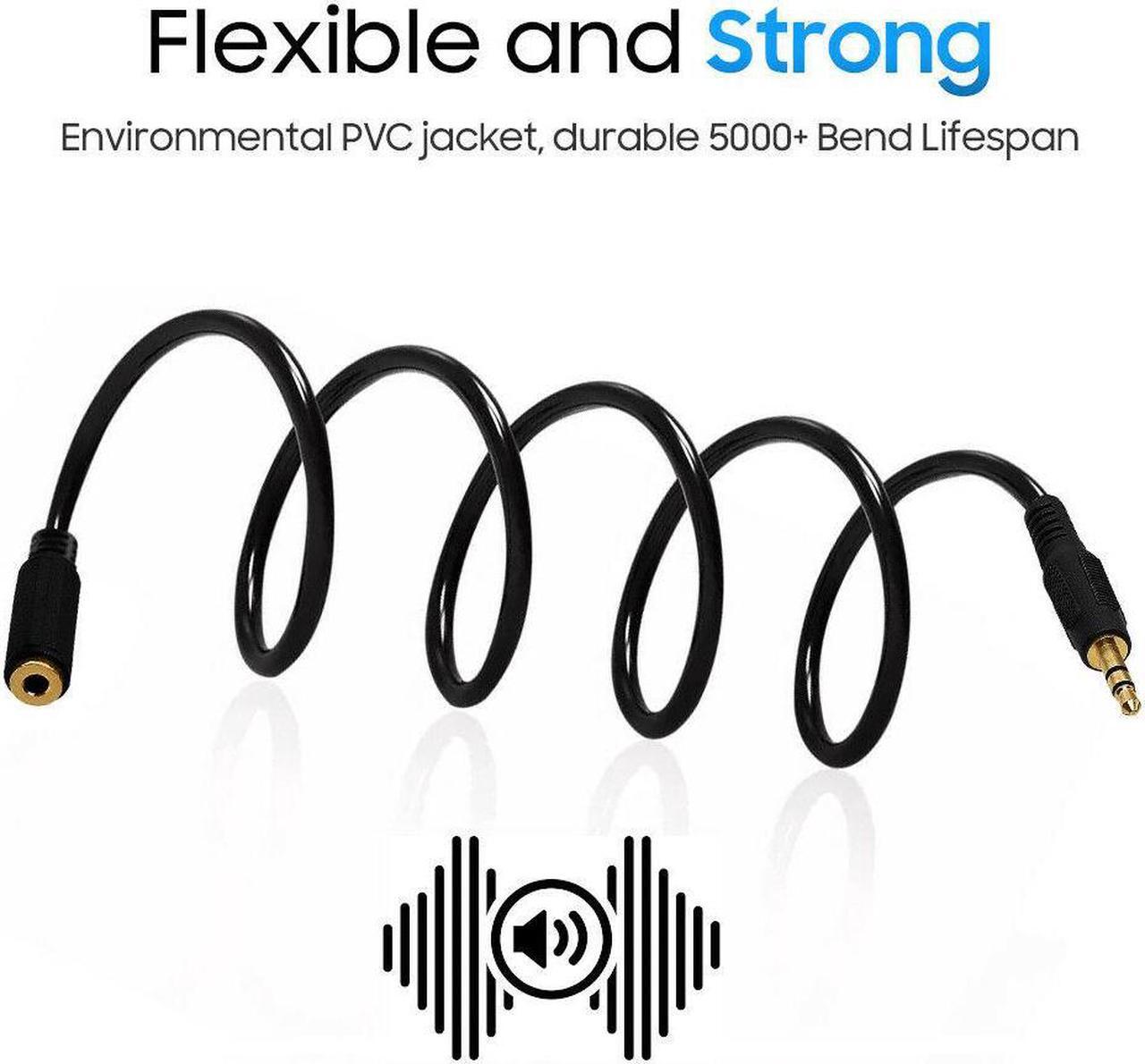 Alt view image 6 of 7 - Cmple - [2 PACK] 3 Feet AUX Extension Cord, Headphone Cable Extender, 3.5mm Male to Female Stereo Audio Cord for PC, Mac, TV, TV-Box, Media Player, Game Console, Speakers, Headsets