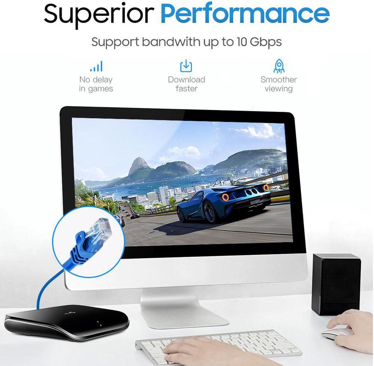 Alt view image 6 of 6 - Cmple - [2 PACK] 1.5 Feet Cat6 Ethernet Patch Cable, 10Gbps Cat6 Network Cord with Snagless RJ45 Connectors, 10 Gigabit Computer Internet LAN Cable - Blue