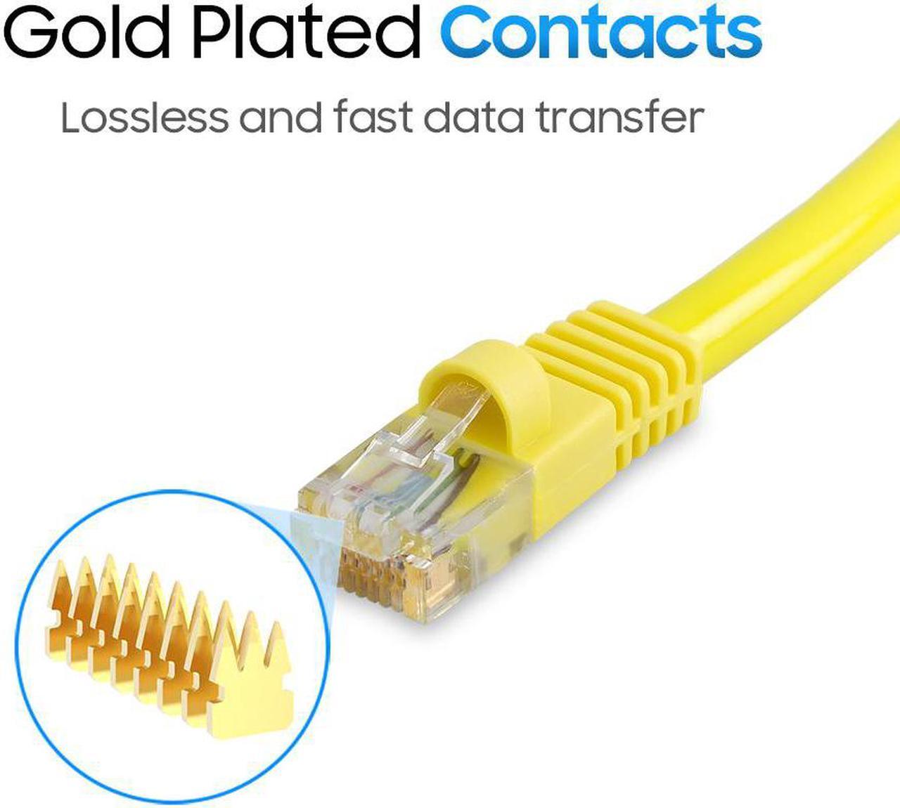 Alt view image 5 of 7 - Cmple Cat5e Network Ethernet Cable - Computer LAN Cable 1Gbps - 350 MHz, Gold Plated RJ45 Connectors - 15 Feet Yellow