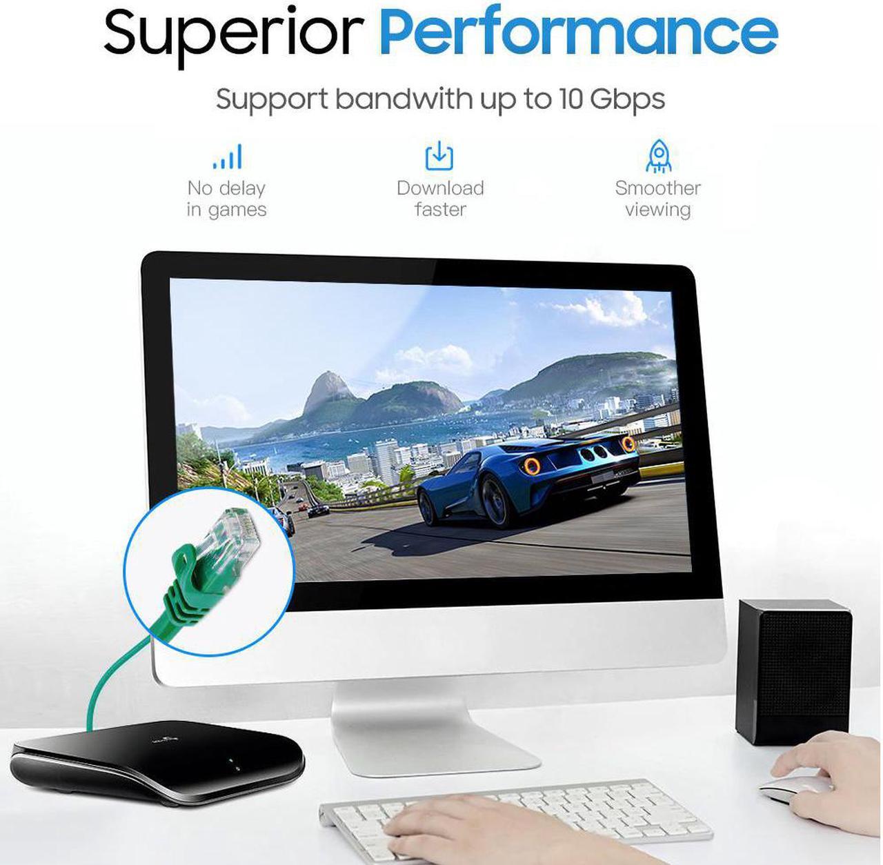 Alt view image 6 of 6 - Cmple - [20 PACK] 15 Feet Cat6 Ethernet Cable, Network Patch Cord, 550 MHz 10 Gbps Cat6 Internet Wire, Computer LAN Cable with RJ-45 Connectors - Green