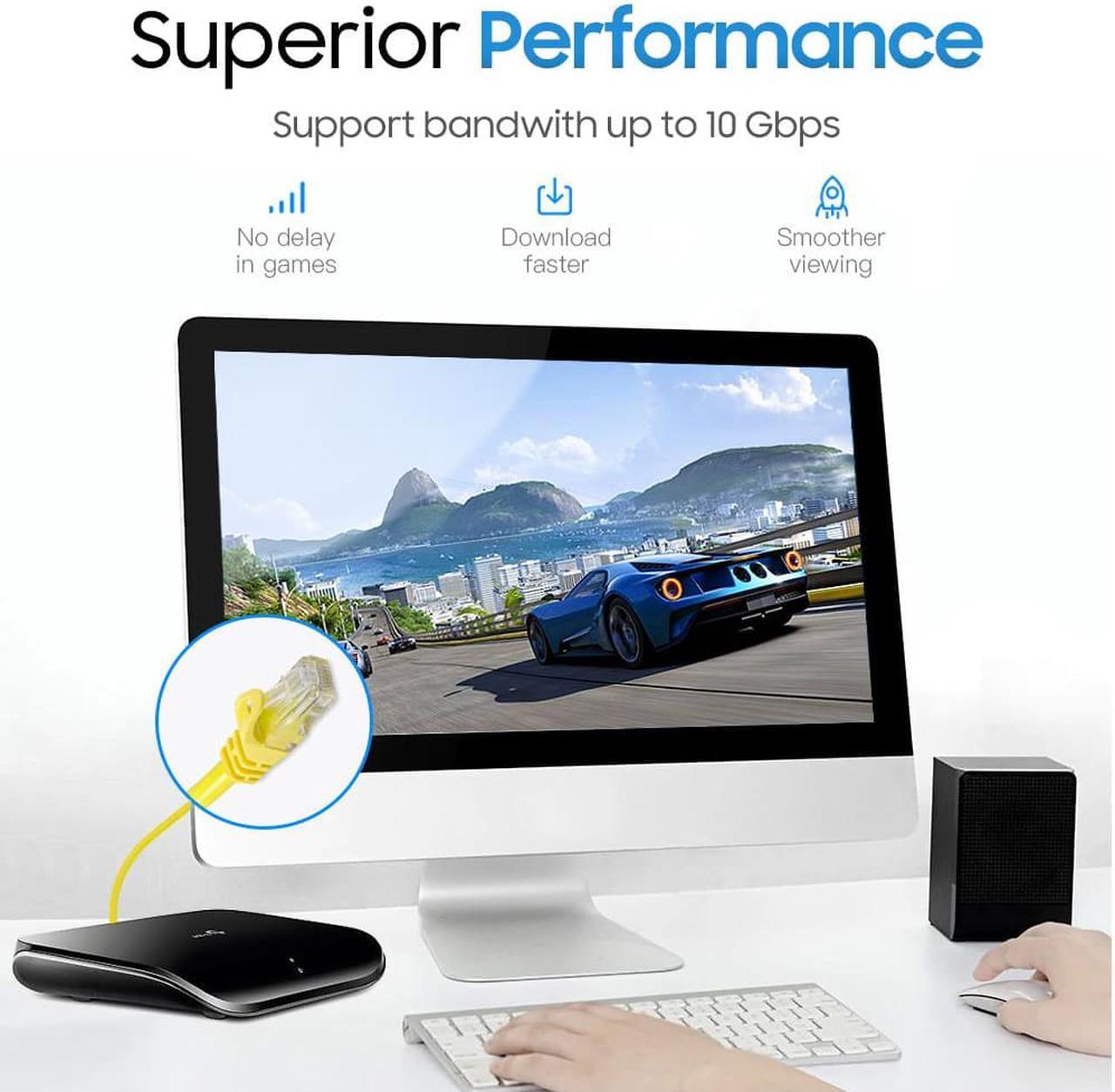 Alt view image 6 of 6 - Cmple - [20 PACK] 15 Feet Cat6 Ethernet Cable, Network Patch Cord, 550 MHz 10 Gbps Cat6 Internet Wire, Computer LAN Cable with RJ-45 Connectors - Yellow