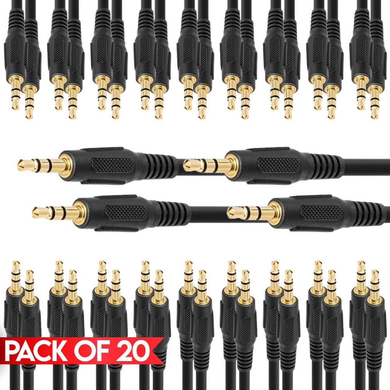 Main image of Cmple - [20 PACK] 3 FT 3.5mm Auxiliary Cable, Stereo Audio 3.5mm Male to Male Cord for Car, Phone/Tablet, TV, PC, Mac, iPod, iPad, Speakers, Headphones, Home Stereo System, Portable Speakers