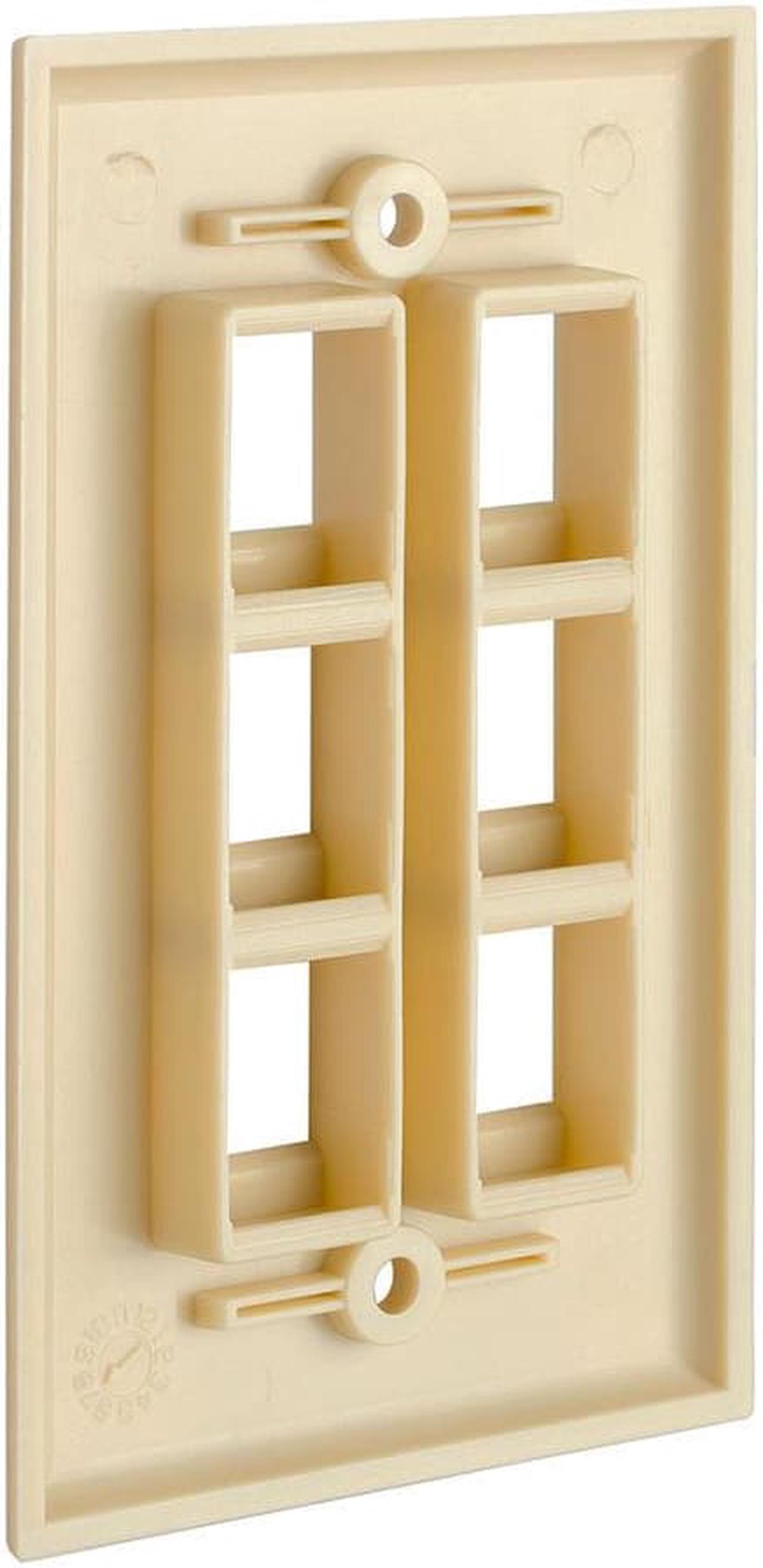 Alt view image 2 of 6 - Cmple - 6 Port Keystone Wall Plate Single-Gang Wall Plate with Standard Size Ethernet Wall Plate Keystone Jack Insert - Ivory