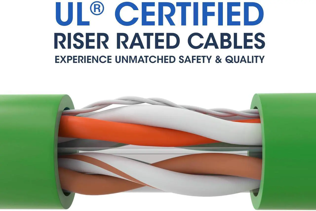 Alt view image 4 of 6 - Cmple - Cat 6 Cable 1000ft, 23 AWG Bare Copper Wire CMR Riser Cat6 Ethernet Cable, (UTP) Unshielded Twisted Pair, Gigabit Ethernet Cord, 550Mhz, PoE++, Reelex Box - Green