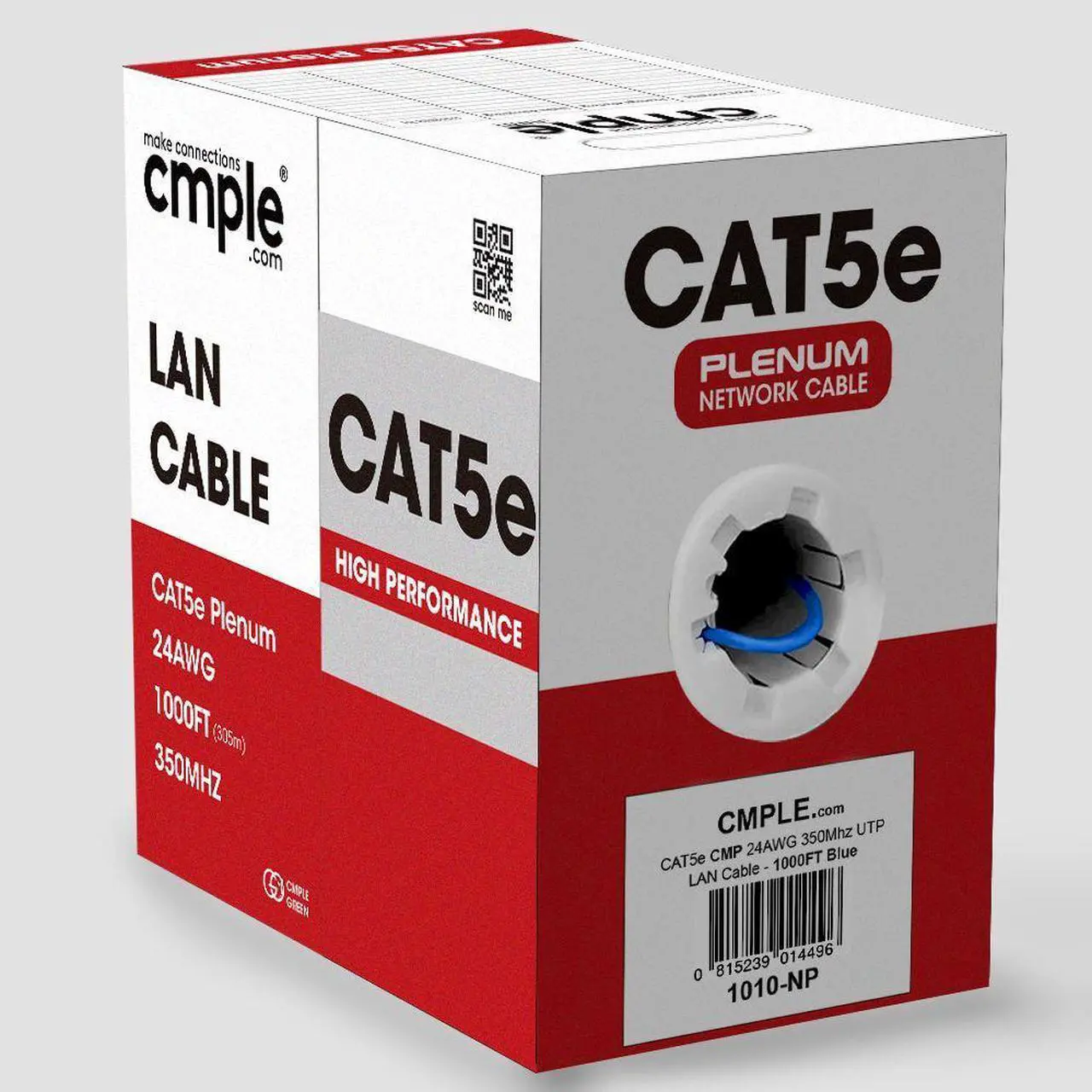 Alt view image 3 of 6 - Cmple - Cat5e Plenum Cable 1000ft, CMP, Blue 350MHz Gigabit Ethernet Solid Network Internet Bulk UTP