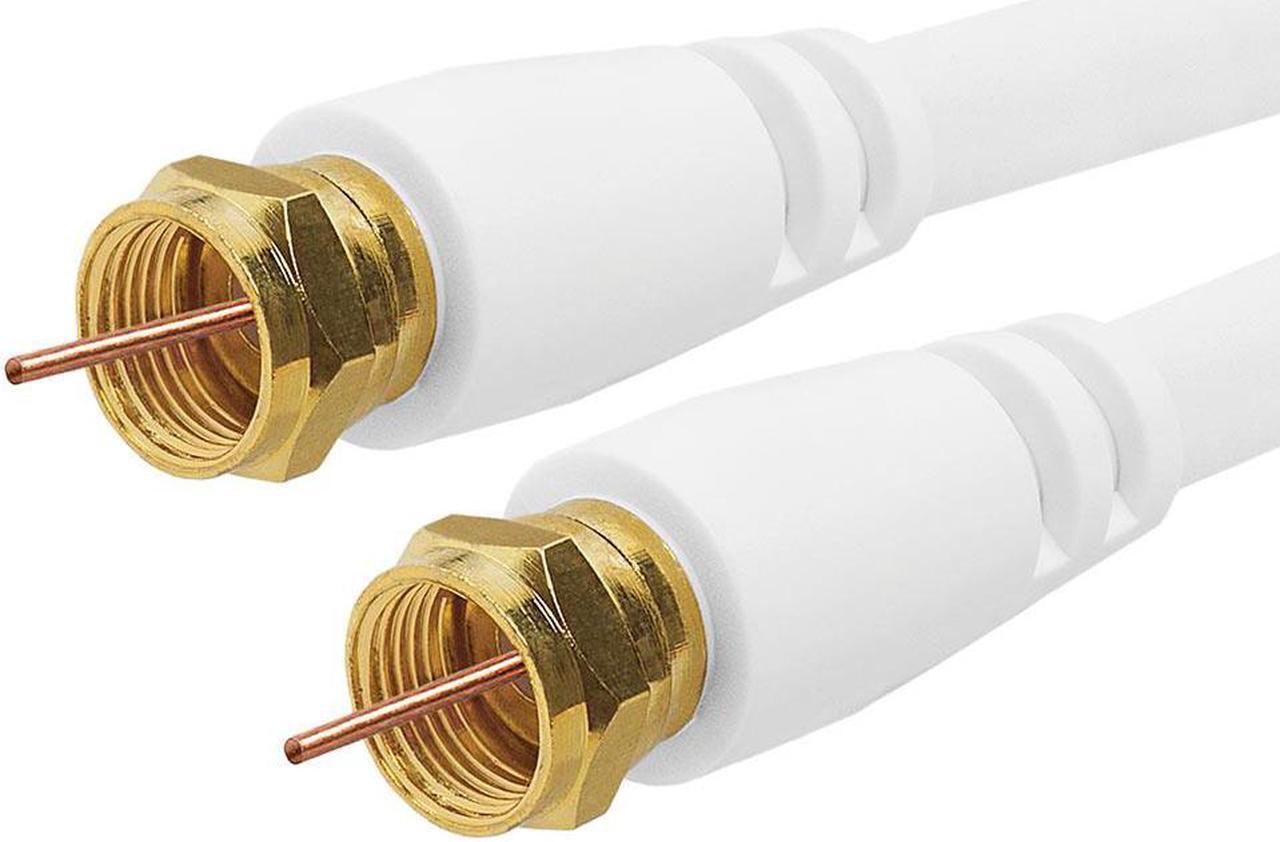 Main image of Cmple Digital Coaxial Cable F-Type Male RG6 Coax Digital Audio Video with F Connector Pin Satellite Cord - 75 Feet White