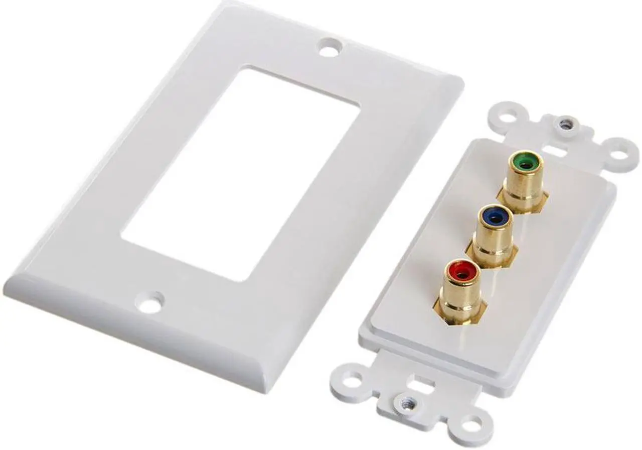 Alt view image 3 of 3 - Cmple - RCA Wall Plate - Component Video 3-RCA Gold Plated Connector