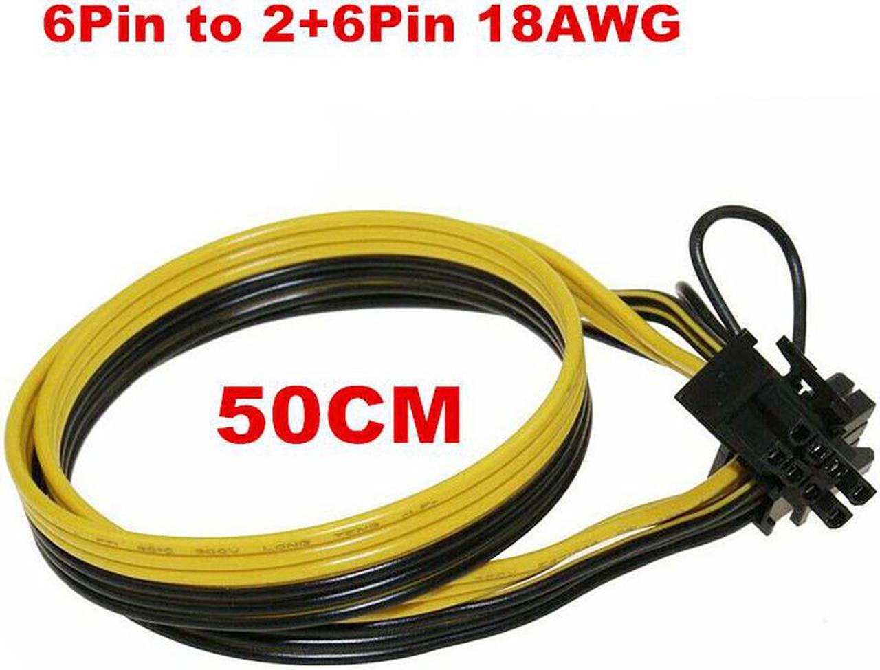 1pcs 50CM 18AWG GPU PCIE PCI-Express 6Pin Male to 8Pin (6+2) Male Graphics Video Card Power Cable for BTC Ethereum Miners Mining