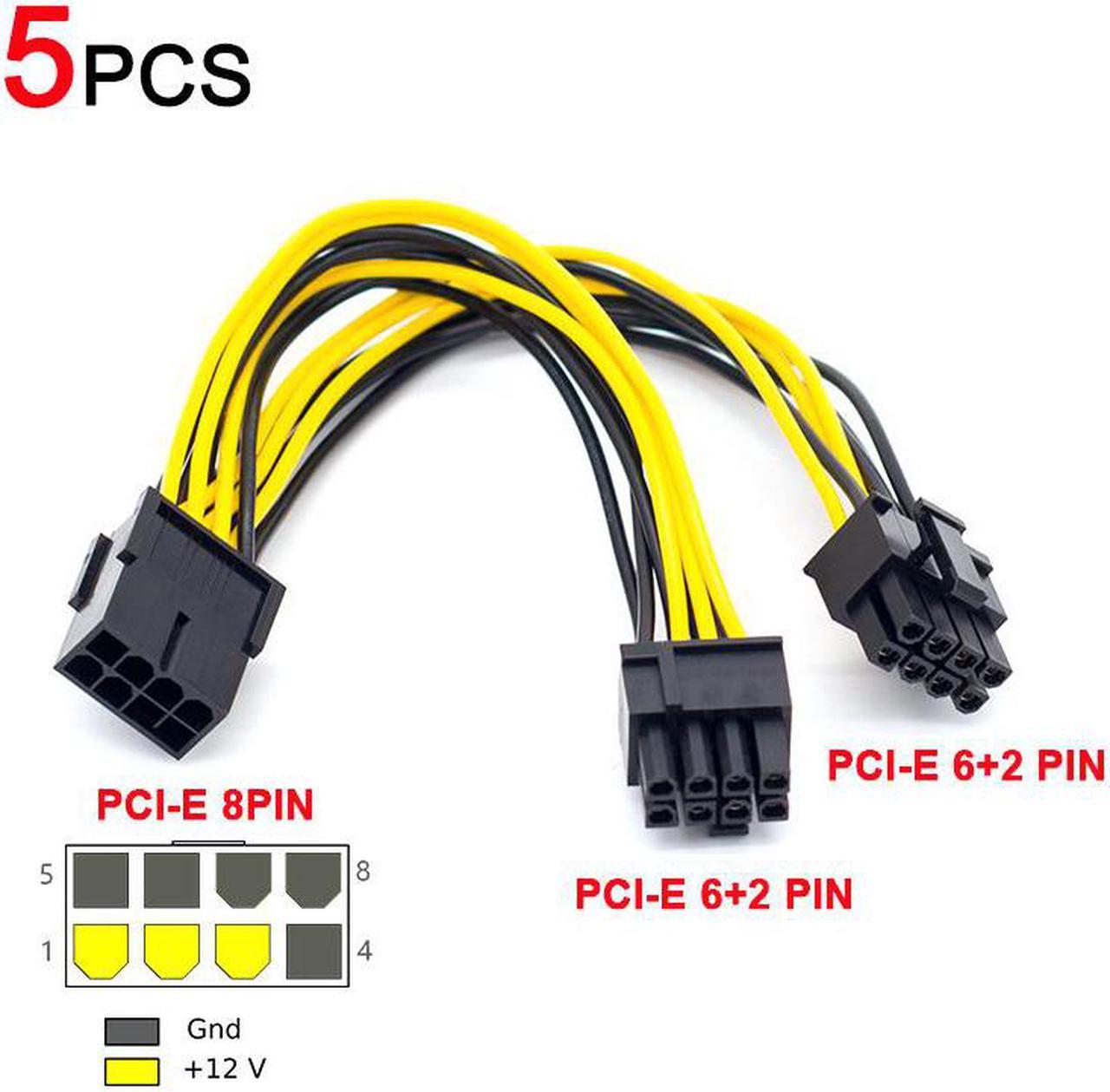 8 Pin PCI Express To Dual PCIE 8 (6+2) Pin Power Cable 22cm Motherboard Graphics Card PCI-E GPU Power Data Cable Splitter