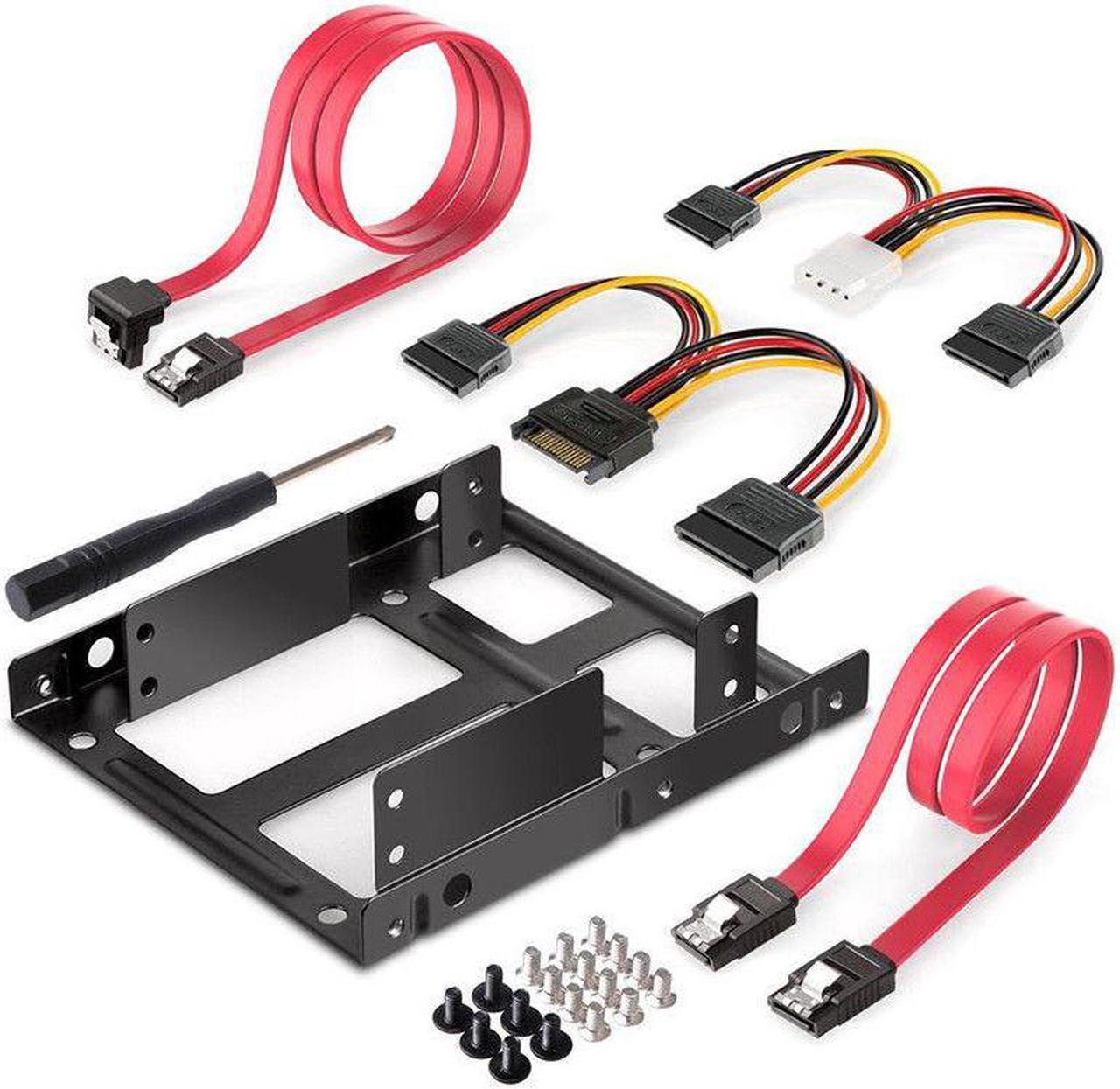 2.5 inch to 3.5 inch External HDD SSD Metal Mounting Kit Adapter Bracket with SATA Data Power Cables Screws