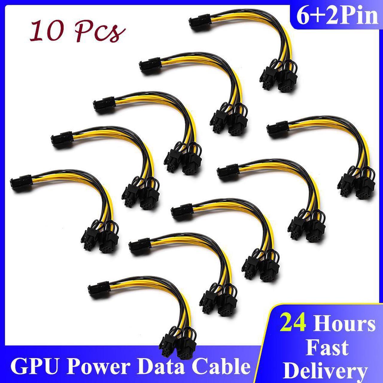 10Pcs 21/50cm 8Pin PCI Express to Dual PCIE 8(6+2) pin Power Cable Motherboard Graphics Card PCI-E GPU Power Data Cable Splitter