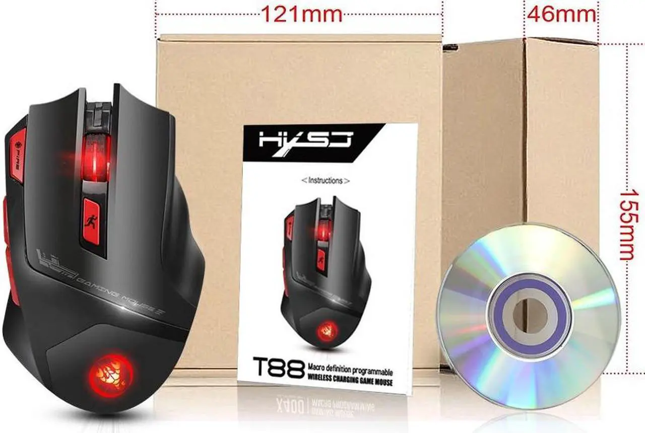 Alt view image 6 of 6 - 2.4G Rechargeable Optical Wireless Gaming Mouse Ergonomic Mice 7 Keys 6 Adjustable DPI and 7 Bright Colors LED Light with USB Receiver