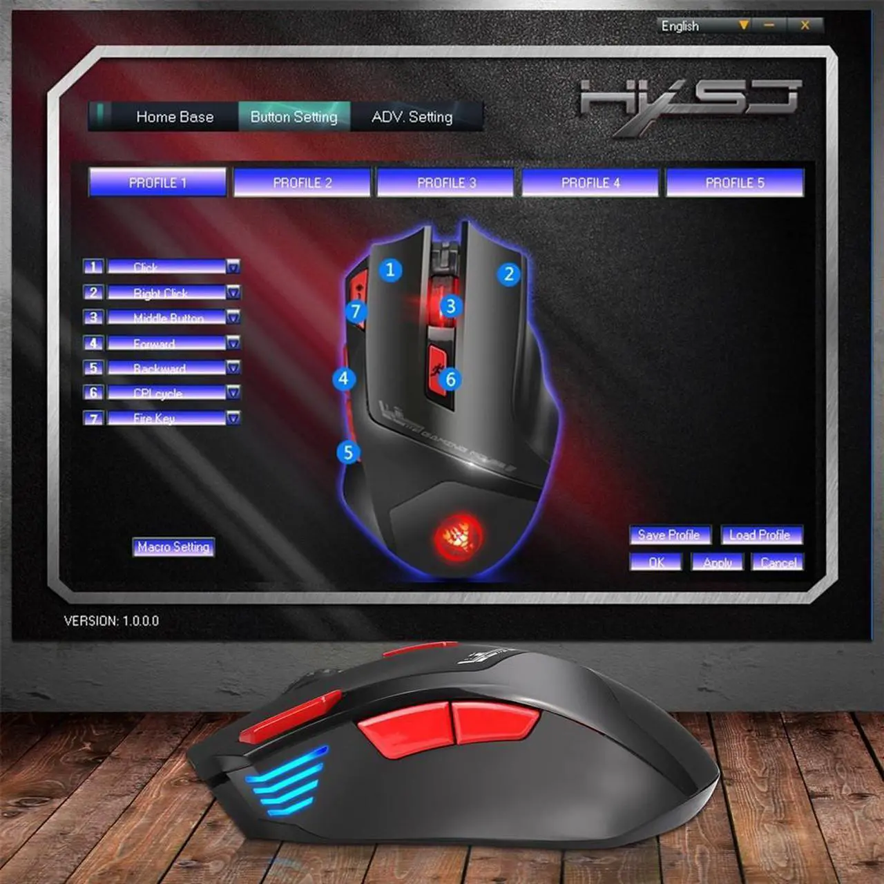 Alt view image 4 of 6 - 2.4G Rechargeable Optical Wireless Gaming Mouse Ergonomic Mice 7 Keys 6 Adjustable DPI and 7 Bright Colors LED Light with USB Receiver