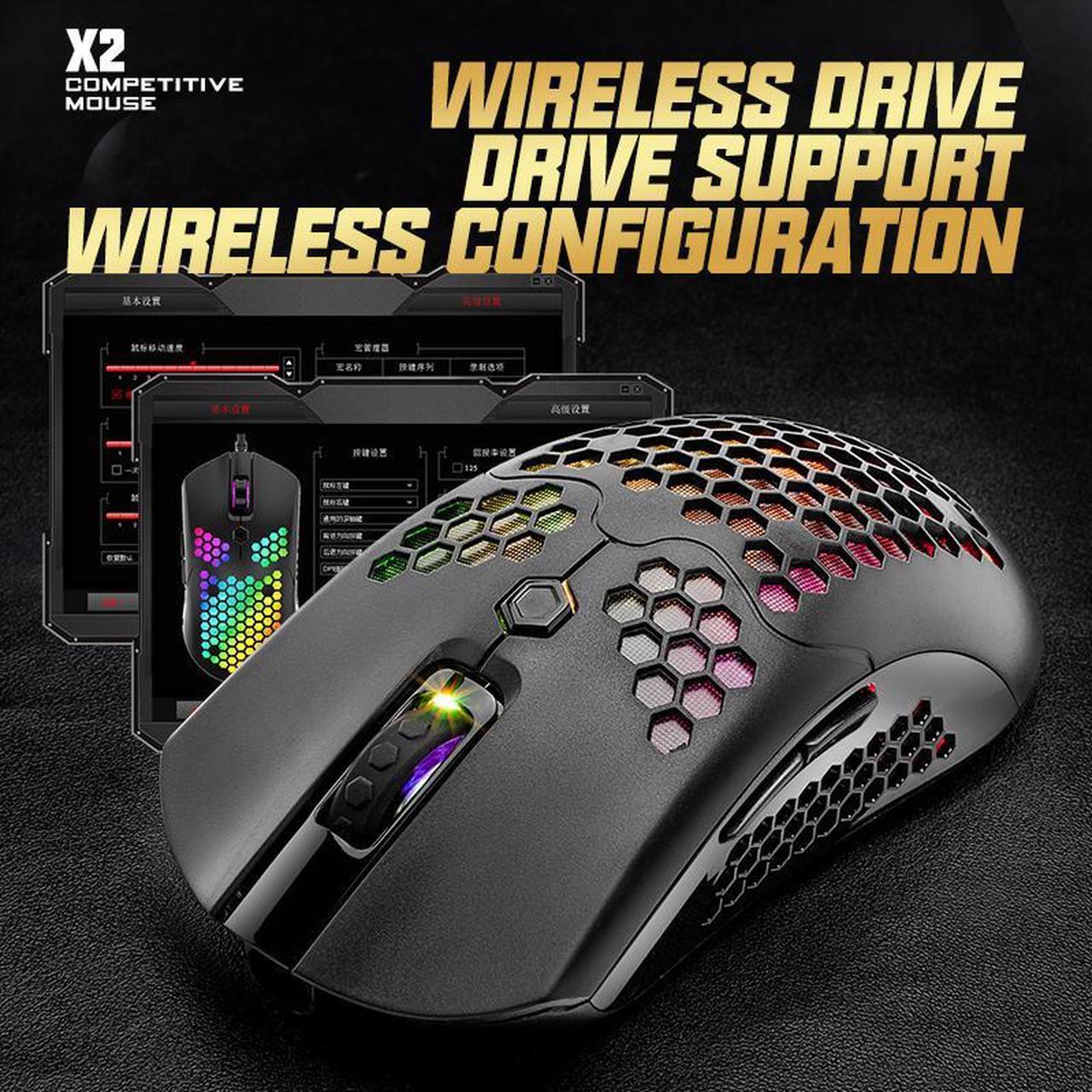 Alt view image 5 of 7 - X2 E-sport Wireless Mouse RGB Dual Mode Gaming Mechanical Macro Computer Notebook Mouse With Lightweight Shell Ultralight