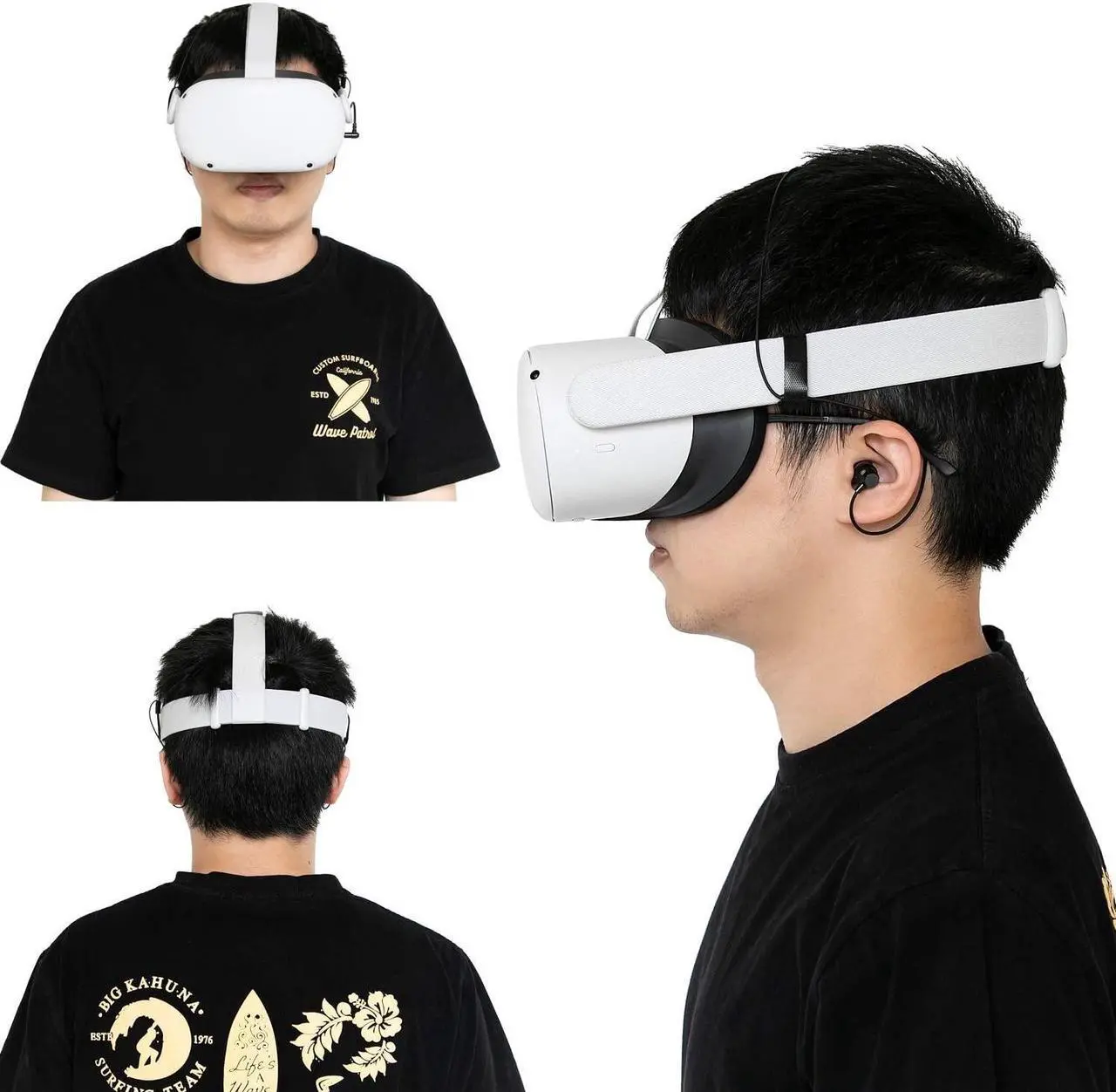 Alt view image 2 of 7 - Headphones for Oculus Quest 2 VR Headset Noise-Isolating in-Ear Earphones with 3D 360 Degree Sound and Custom Silicone Earbuds Caps (Black)