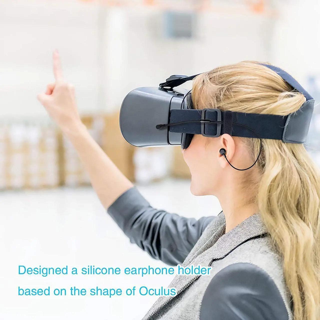Alt view image 5 of 7 - Headphones for Oculus Quest 2 VR Headset Noise-Isolating in-Ear Earphones with 3D 360 Degree Sound and Custom Silicone Earbuds Caps (Black)