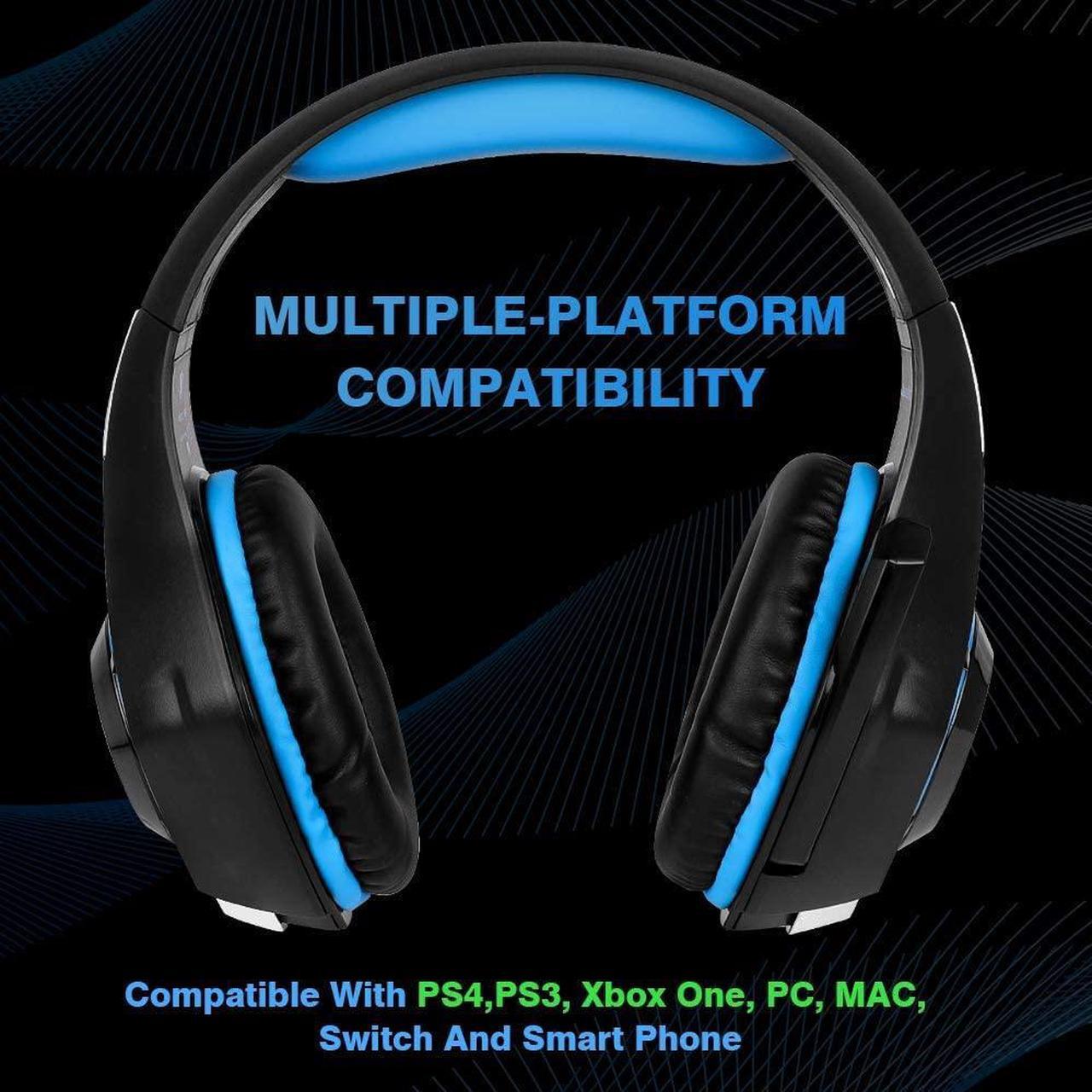 Alt view image 4 of 7 - Gaming Headset for PS4, Xbox One Controller, PC, Over Ear Headphones with Noise Cancelling Mic, Soft Memory Earmuffs, LED Light, Stereo Bass Surround Sound for Nintendo Switch Laptop Mac