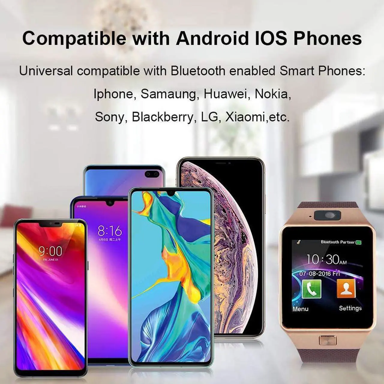 Alt view image 5 of 7 - Bluetooth Smartwatch, Touchscreen Wrist Smart Phone Watch Sports Fitness Tracker with SIM SD Card Slot Camera Pedometer Compatible with iPhone iOS Android for Kids Men Women