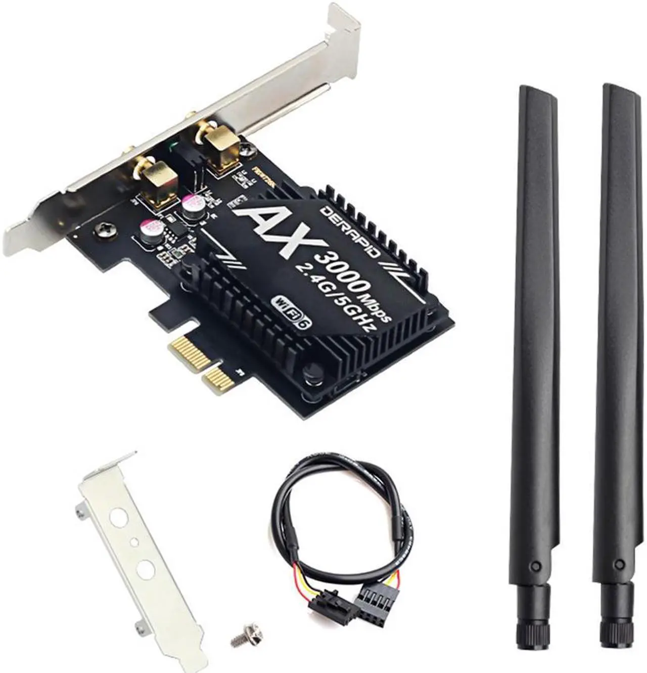 Alt view image 7 of 7 - 3000Mbps Wifi 6 Desktop PCIe Wireless Wifi Adapter Intel AX200 Bluetooth 5.1 Network Wifi Card 2.4G/5G 802.11ac/ax MU-MIMO PCI-E WiFi Adapter for Windows 10*64bit and Linux