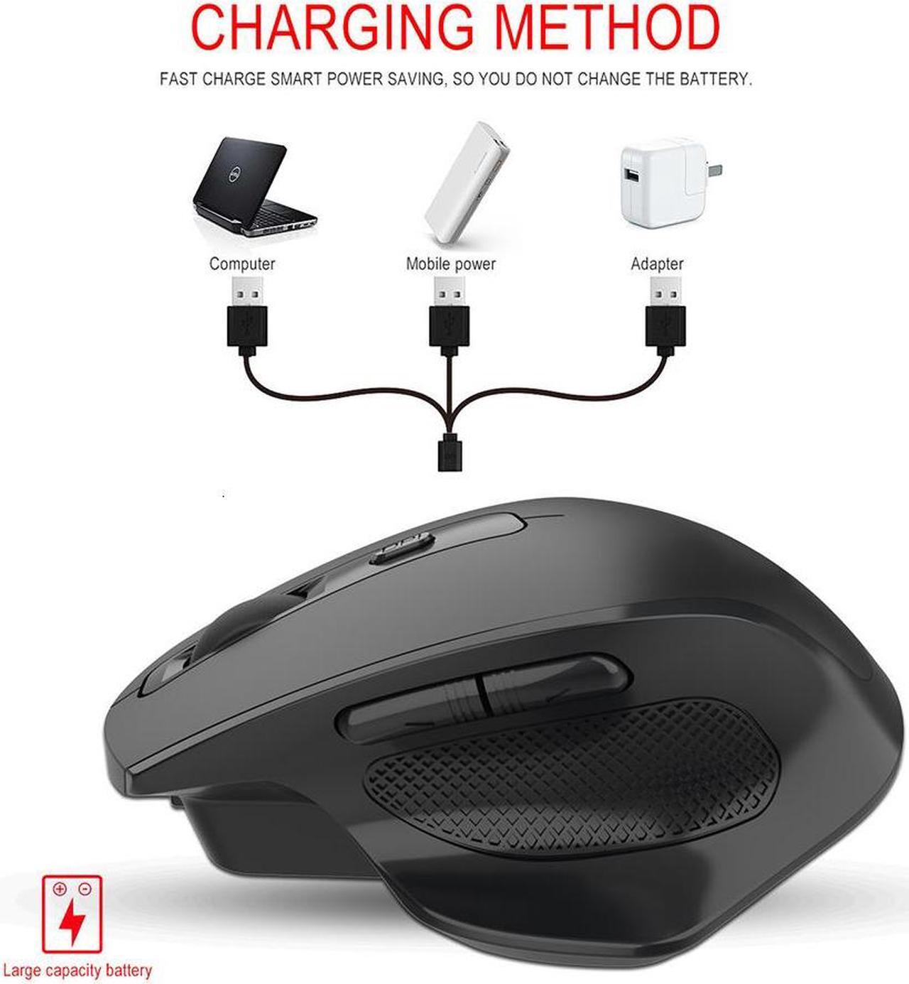 Alt view image 4 of 7 - Rechargeable 2.4G Wireless Mouse 6 Buttons Gaming Mouse for Gamer Laptop Desktop USB Receiver Silent Click Mute Mause