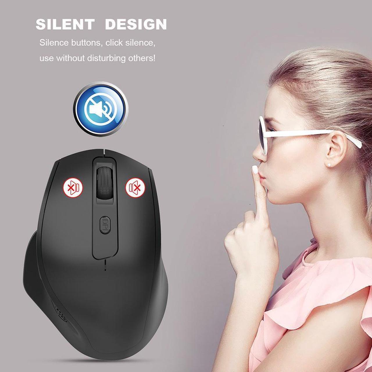 Alt view image 5 of 7 - Rechargeable 2.4G Wireless Mouse 6 Buttons Gaming Mouse for Gamer Laptop Desktop USB Receiver Silent Click Mute Mause