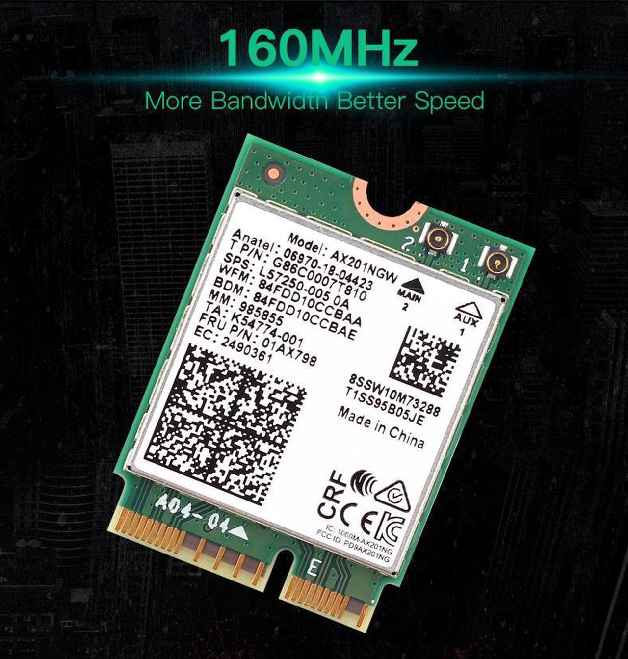Alt view image 2 of 7 - Wi-Fi 6 Network Card Intel AX201 M.2 Key E CNVio 2 WiFi Card Dual Band 3000Mbps Wireless Bluetooth 5.0 Adapter 2.4Ghz/5Ghz 802.11ac/ax AX201NGW WiFi Adapter for Windows 10 64bit