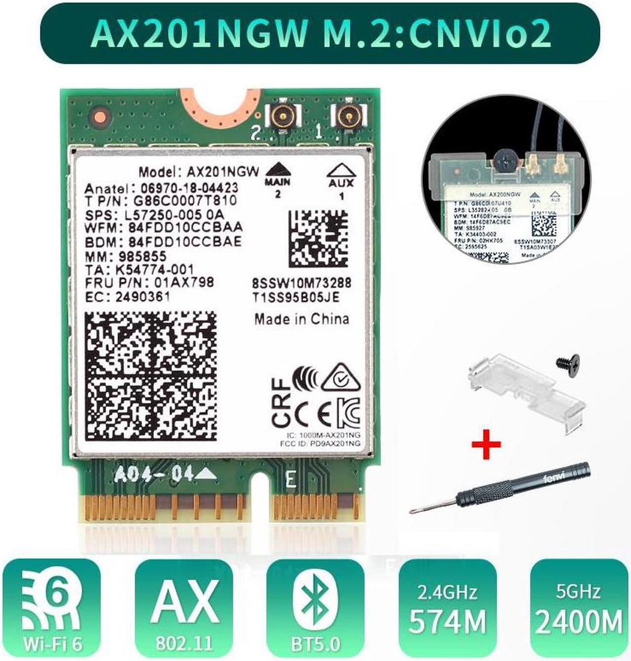Alt view image 4 of 7 - Wi-Fi 6 Network Card Intel AX201 M.2 Key E CNVio 2 WiFi Card Dual Band 3000Mbps Wireless Bluetooth 5.0 Adapter 2.4Ghz/5Ghz 802.11ac/ax AX201NGW WiFi Adapter for Windows 10 64bit