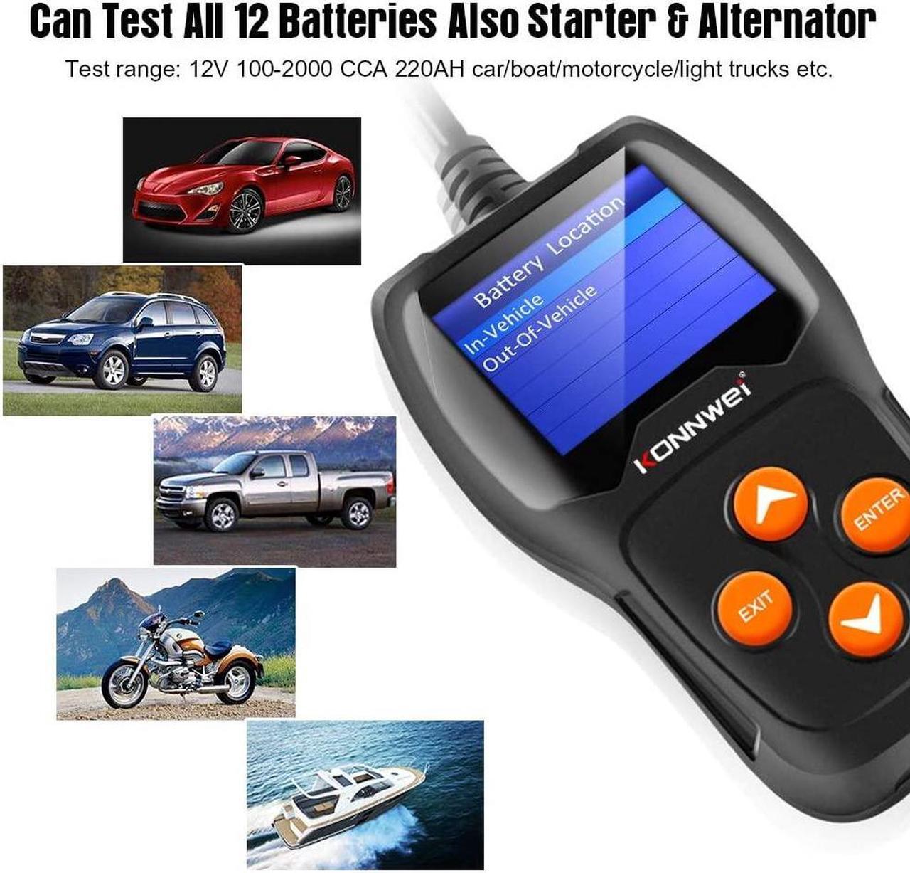 Alt view image 3 of 7 - Car Battery Tester 12V Professional 100-2000 CCA Automotive Battery Load Analyzer and Alternator Tester Waveform Voltage Test for Car/Boat/Motorcycle