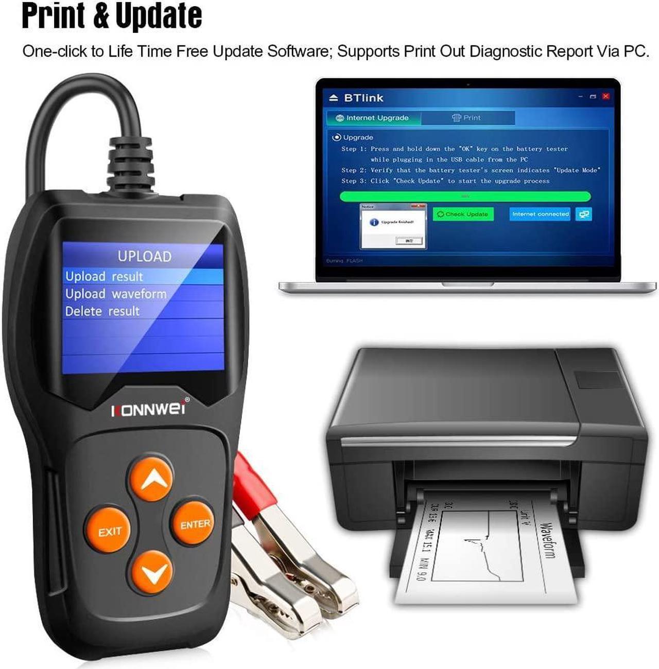 Alt view image 5 of 7 - Car Battery Tester 12V Professional 100-2000 CCA Automotive Battery Load Analyzer and Alternator Tester Waveform Voltage Test for Car/Boat/Motorcycle