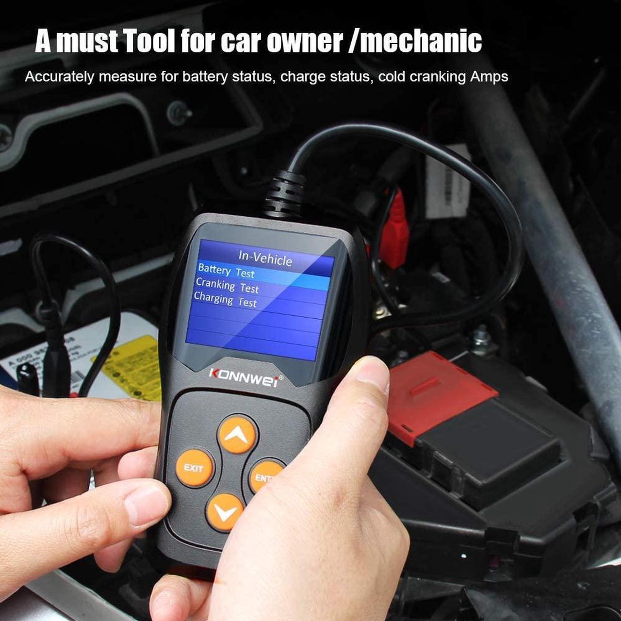 Alt view image 6 of 7 - Car Battery Tester 12V Professional 100-2000 CCA Automotive Battery Load Analyzer and Alternator Tester Waveform Voltage Test for Car/Boat/Motorcycle