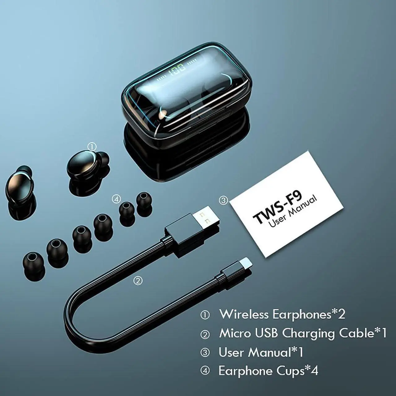 Alt view image 7 of 7 - Ture Wireless Earbuds Headphones, Bluetooth 5.0 Wireless Earphones Touch Control, IPX7 Waterproof TWS Stereo in Ear Built in Mic Headset, Noise Canceling Deep Bass Earbuds for Sport, Work, Home